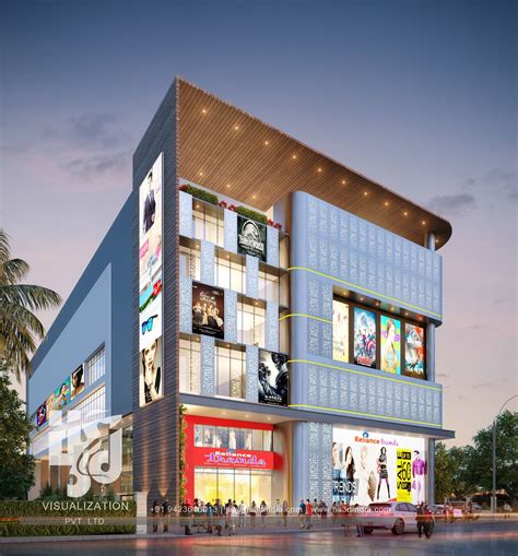 photorealistic  visualization  commercial mall exterior shopping
