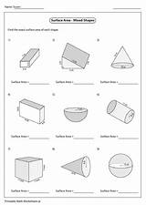 Worksheet Surface Area Shapes Mixed Pdf Printable sketch template