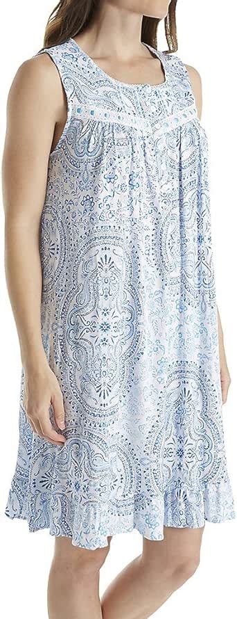 Aria Womens Rayon Spandex Jersey Sleeveless Short Nightgown Multi