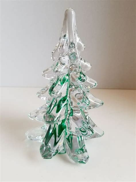 Vintage Murano Italy Art Glass 6 Inch Christmas Tree Green Sommerso