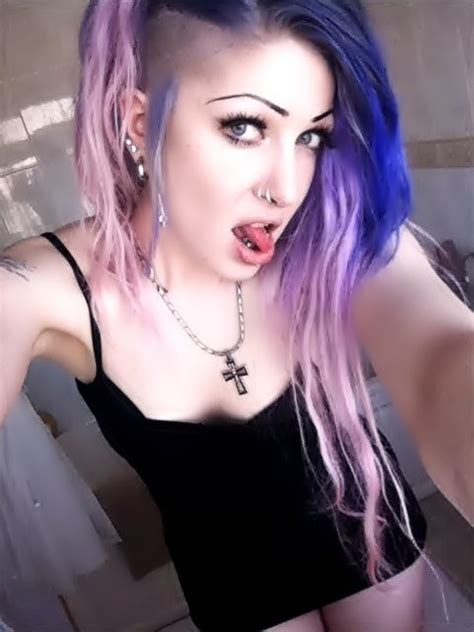 Goth Goth Piercing Purple Hair Inspiring Blue Eyes