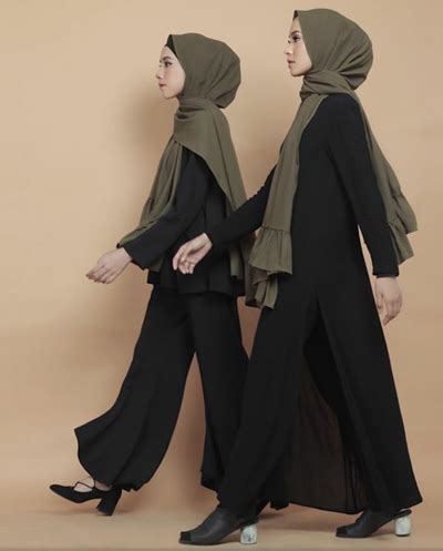 baju warna hijau army cocok  jilbab warna  voal motif