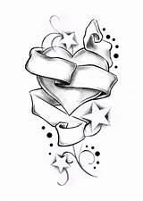 Heart Drawing Banner Tattoo Drawings Lowrider Stars Sketches Roses Coloring Hearts Pages Skull Pencil Simple Designs Draw Easy Adult Cool sketch template