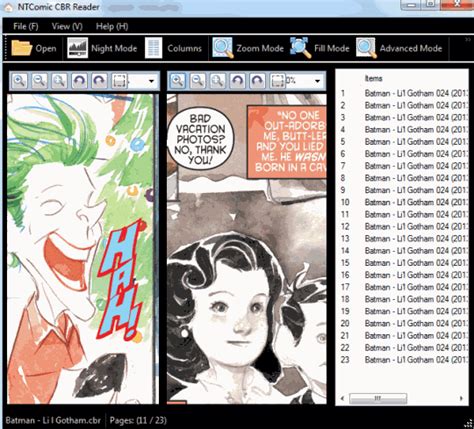comic book reader    view modes