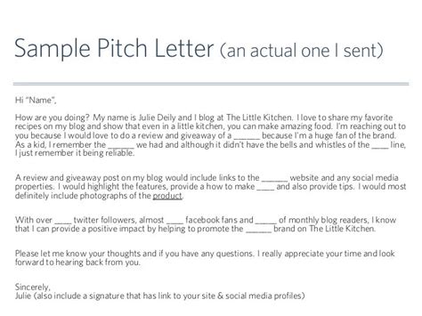 sample pitch letter  actual
