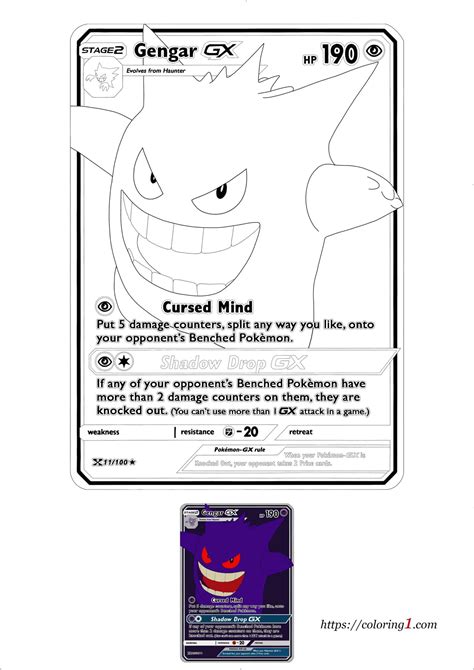 pokemon gengar card gx coloring pages   coloring sheets