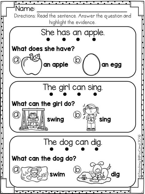 reading comprehension for early reader set 1 reading comprehension kindergarten reading