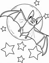 Bat Coloring Printable Kids Moon Click sketch template