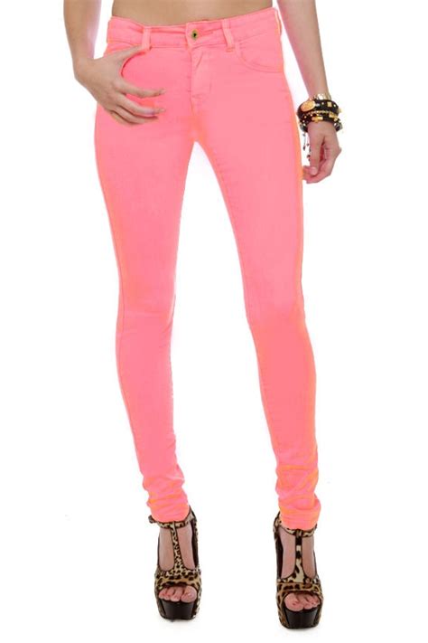 Neon Pink Jeans Skinny Jeans Pink Denim 58 00
