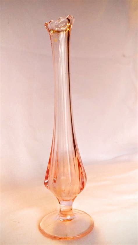 Fenton Pink Depression Glass Bud Vase Tall Elegant Glass With