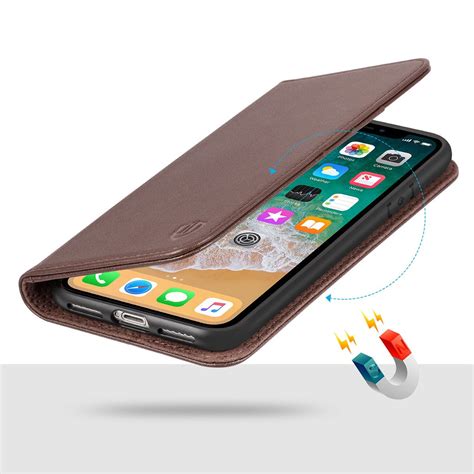 shieldon iphone  wallet case  genuine leather iphone  case  magnet closure flip