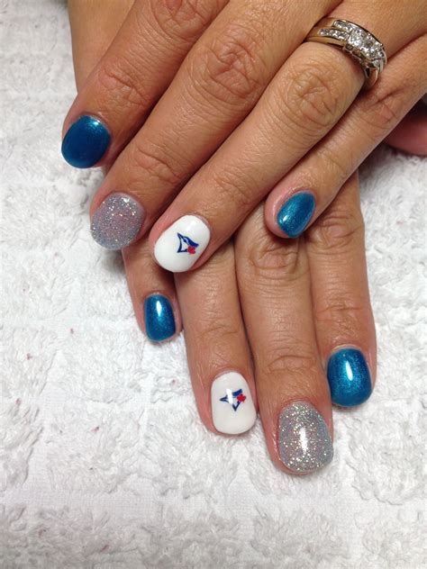 blue jay themed gel nails  gel nails nails shellac nails