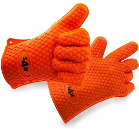 su pair  extra heavy duty silicone oven gloves heat resistant