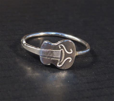 silver guitar ring  ring novelty ring  dvoraschleffer judaica