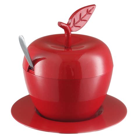 aluminum red apple shaped honey dish  tray spoon