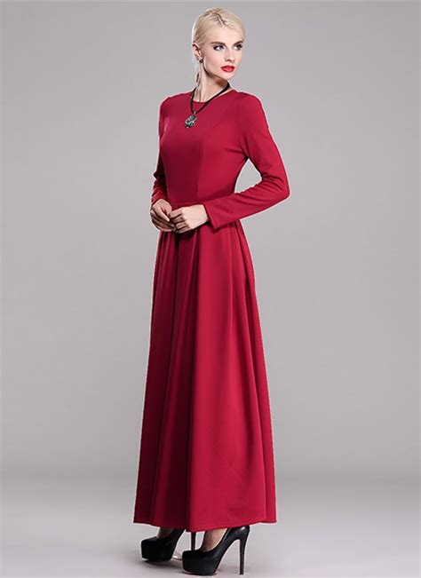 long sleeve red maxi dress rm
