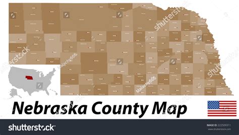 Large Detailed Map State Nebraska All Stock Vector
