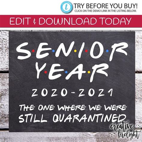 editable  day  senior year printable  sign etsy