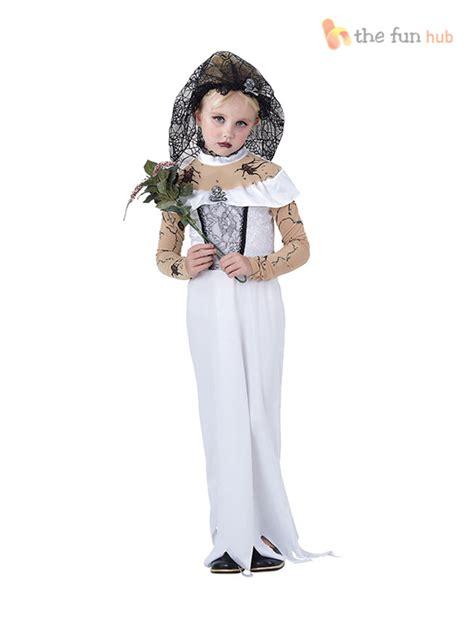 girls ghost zombie corpse bride fancy dress up halloween