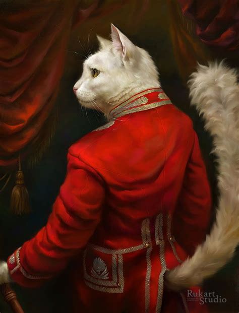 cats dressed  royal suit katten huisdier kunst huisdier portretten