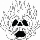 Skull Coloring Pages Flaming Drawing Evil Skulls Flames Graffiti Sugar Advanced Skeleton Printable Pdf Animal Print Color Getcolorings Clipartmag Fire sketch template