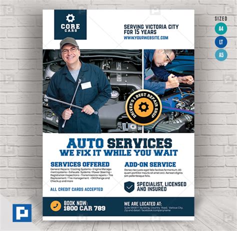 auto  car repair service center flyer psdpixel