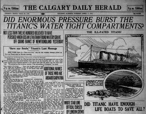 sinking   titanic  years  today vancouver sun