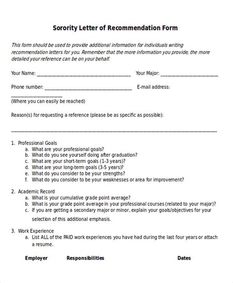 sorority letter  recommendation template