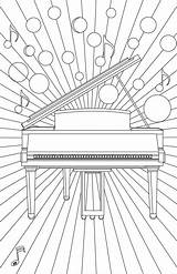Color Coloring Burst Piano Keys sketch template