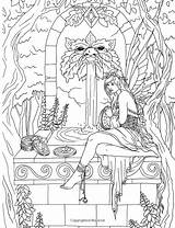 Coloring Pages Selina Fenech Mystical Fantasy Mythical Witch Elf Fairy Adult Myth Legend Dragons Elves Dragon Printable Wings Fairies Artist sketch template