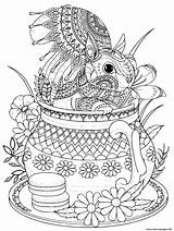 Coloring Squirrel Cute Pages Adult Teapot Print Printable sketch template