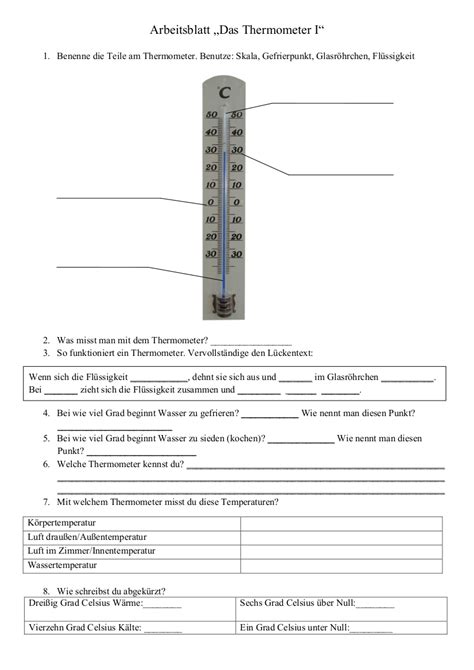 thema thermometer  der grundschule