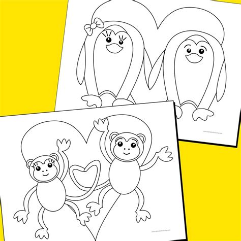 coloring pages lovely animals valentines day etsy