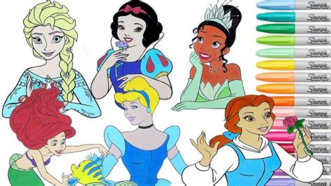 Disney Princess Coloring Book Pages Compilation Elsa Ariel