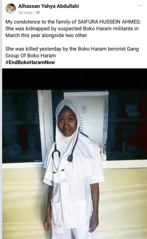 photo of 25 year old nigerian midwife killed by boko haram