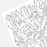 Feathers Arrows Drawn Coloring Hand Print Color sketch template