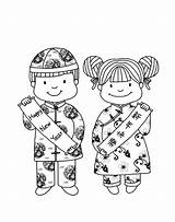 Chinese Year Coloring Pages Kids Color Printable Children Simple Solar Calendar sketch template