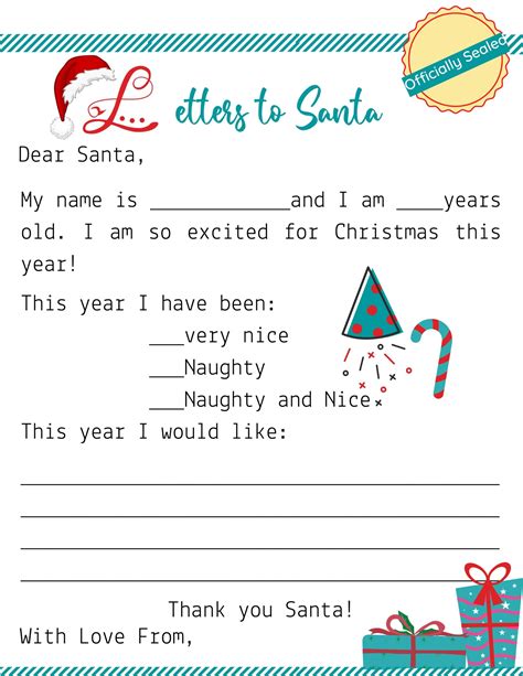 paper party supplies letter  santa  envelope template