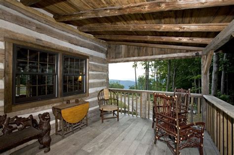pin  log cabin deck