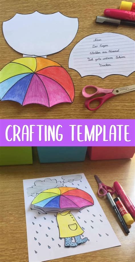 umbrella writing prompt crafting template kindergarten art projects