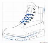 Draw Boot Hiking Drawing Step Supercoloring Tutorials Shoes Sketches sketch template