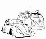 Vw Coloring Pages Van Volkswagen Drawing Beetle Bus Camper Cartoon Fusca Desenhos Google Volkswagon Kombi Hot Carros Outline Beetles Rod sketch template
