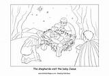 Shepherds Nativity Visit Jesus Baby Colouring Pages Coloring Activity Christmas Story Village Explore sketch template