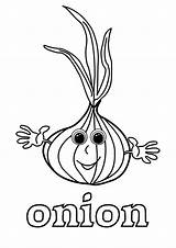 Onion Coloring Kids Pages Onions Cartoon Printable English Vegetables Print Garden Vegetable Song Tomato Cucumber Potato Pepper Carrot Coloringbay Vocabulary sketch template