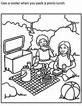 Picnic Coloring Pages Food Kids Safety Clipart Family Eating Picnics Color Foods Print Printable Gif Sheets Healthy Activities Drawings Camping sketch template