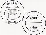 Crafts Jesus Wine Water Into Turns School Bible Sunday Miracle First Kids Craft Fun Preschool Activities Cana Wedding Miracles Turn sketch template