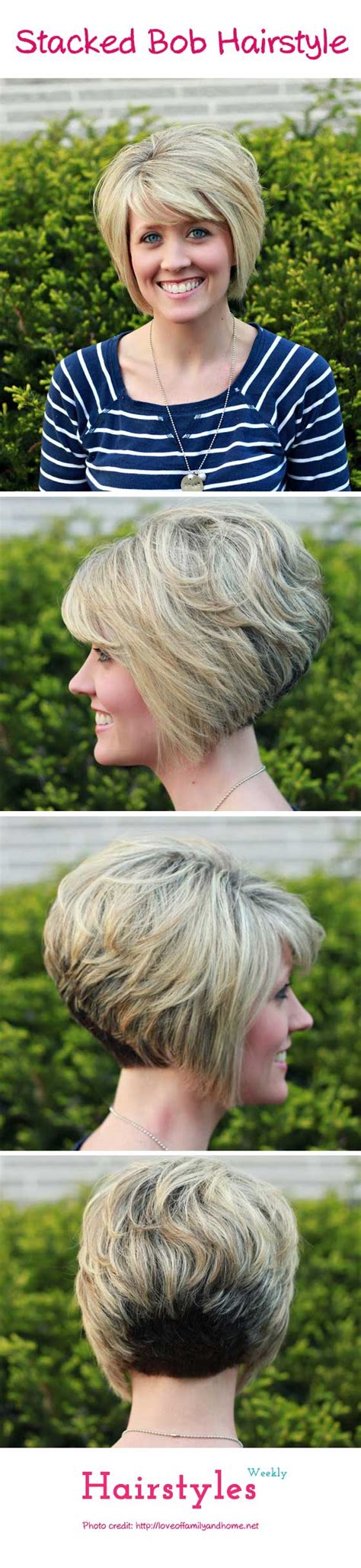 gorgeous stacked bob hairstyle with side swept bangs for thick hair