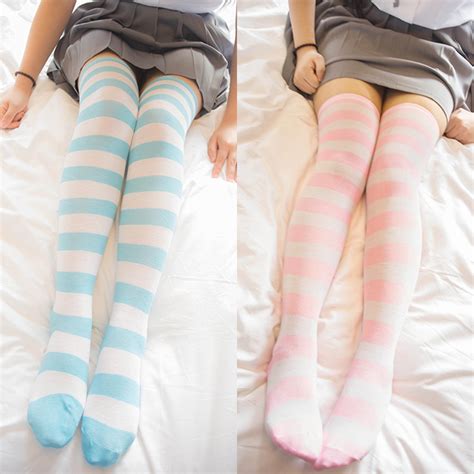 japanese cosplay stripe stockings ad10206 with images thigh socks striped thigh high socks