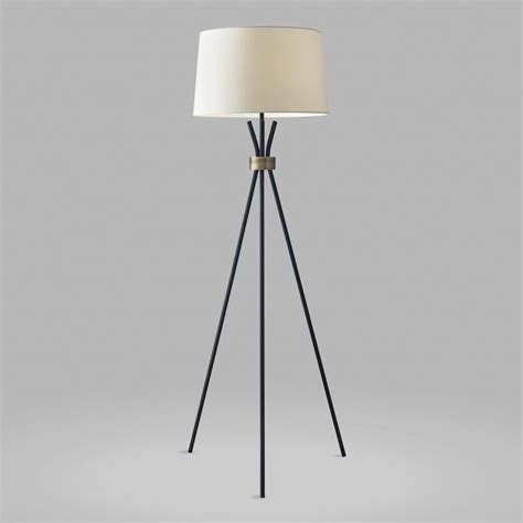 black and brass tripod kurt floor lamp and linen shade set