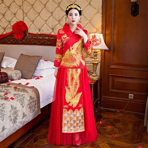 modern chinese traditional dress red vintage cheongsam robe orientale